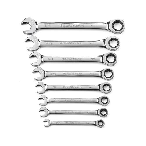 GEARWRENCH 8 Pc. 12 Point Open End Ratcheting Combination Sae Wrench Set 85599 85599