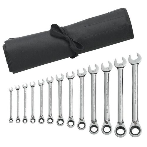 GEARWRENCH 13 Pc. 12 Point Reversible Ratcheting Combination Sae Wrench Set With Tool Roll 9509RN 9509RN