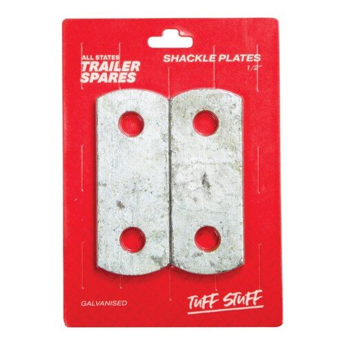 All States Trailer Spares Shackle Plate - 40X8Mm With 1/2" Holes And 65Mm Centres - Galvanised R1412