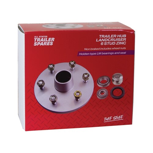All States Trailer Spares 6-Stud Lazy Hub To Suit Lm Bearings (Zinc) R1909B