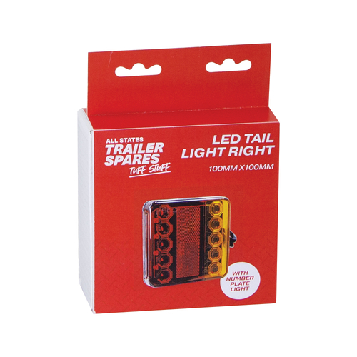All States Trailer Spares Square Led Stop/Tail/Blinker/Licence Plate Lamp (Single) R4122LEDRH