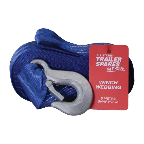 All States Trailer Spares 8 Metre Webbing Strap With Snap Hook R7106B