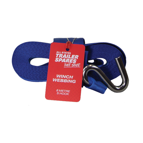 All States Trailer Spares 8 Metre Webbing Strap With S-Hook R7106C