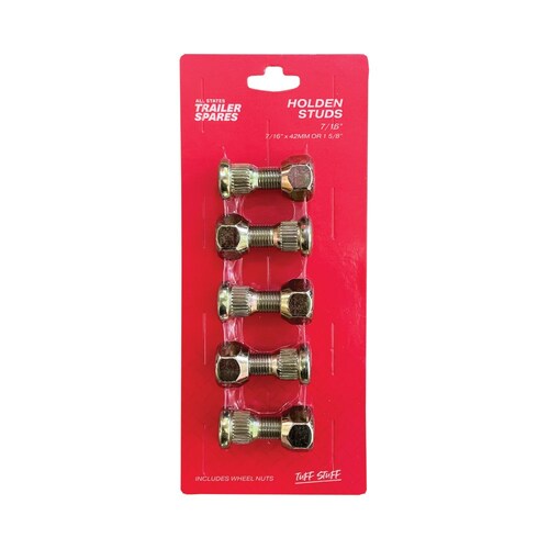 All States Trailer Spares Set Of 5 Studs And Nuts To Suit Holden Pattern - 7/16" Unf R8414