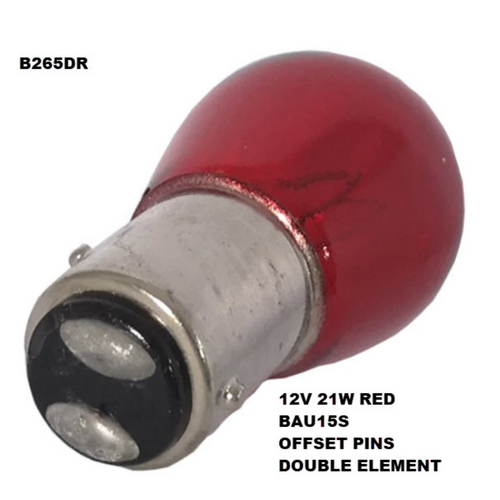 Exelite Red 12V 21/5W Baz15D Bayonet Cap Bulbs (Box Of 10) B265DR
