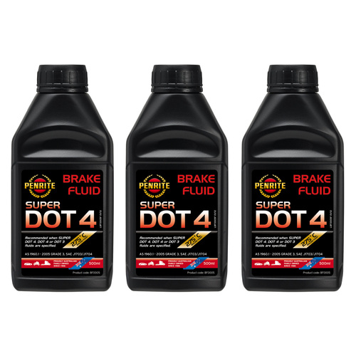Penrite Super Dot 4 Brake Fluid - Pack of 3 (500mL each) - BF0005-3