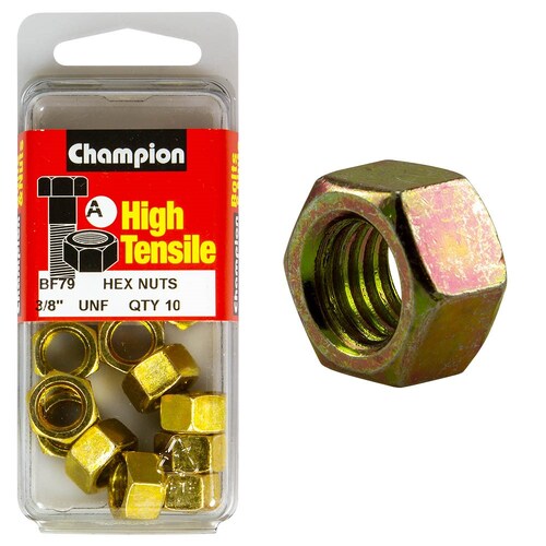 Champion Fasteners Pack of 5 3/8" Unf High Tensile Grade 5 Zinc Plated Plain Hex Nuts - 5PK BF79