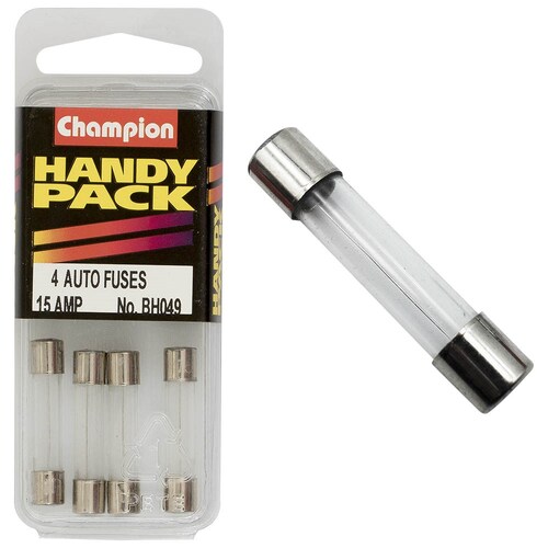 Champion Fasteners Pack Of 4 15A 3Ag Glass Fuses BH049