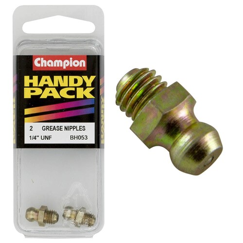 Champion Fasteners Pack Of 2 1/4" Unf Straight Grease Nipples BH053