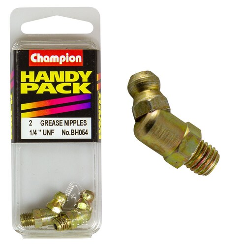 Champion Fasteners Pack Of 2 1/4" Unf 45 Degree Angle Grease Nipples BH054
