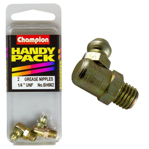 Champion Fasteners Pack Of 2 1/4" Unf 90 Degree Angle Grease Nipples BH062