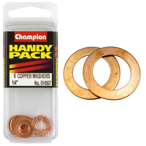 Champion Fasteners Pack Of 6 Flat Copper Washers - 1/4" X 9/16" X 20G BH067
