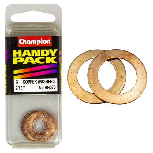 Champion Fasteners Pack Of 3 Flat Copper Washers - 7/16" X 13/16" X 20G BH070