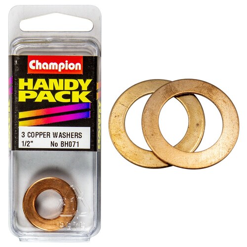 Champion Fasteners Pack Of 3 1/2" X 7/8" X 20G Flat Copper Washers BH071