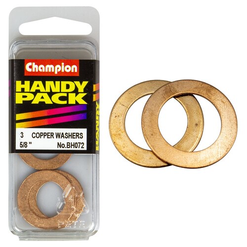 Champion Fasteners Pack Of 3 Flat Copper Washers - 5/8" X 1" X 20G BH072