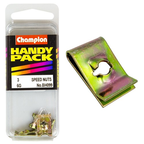 Champion Fasteners Pack Of 3 Zinc Passivated Steel U-Type Captive Speed Nuts With 9.45Mm Centre Hole Edge BH099