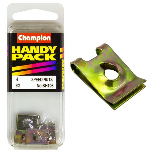 Champion Fasteners Pack Of 4 Zinc Passivated Steel U-Type Captive Speed Nuts With 9Mm Centre Hole Edge BH106
