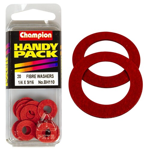 Champion Parts Flat Fibre Washers Red Fibre 3/16″ x 1/2″ x 1/32″ (25PK) BH110
