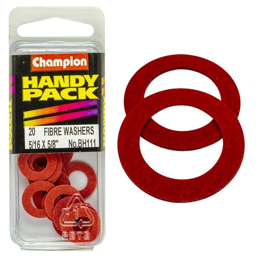 Champion Fasteners Pack Of 20 Flat Red Fibre Washers 5/16" x 5/8" BH111