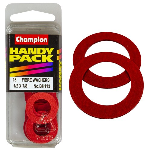 Champion Fasteners Pack Of 15 Flat Red Fibre Washers 1/2" x 7/8" BH113