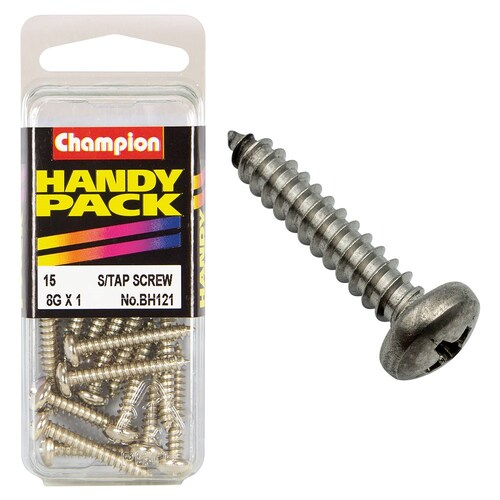Champion Fasteners Pack Of 15 8G X 25Mm Philips Pan Head Nickel Plated Self Tapping Screws BH121