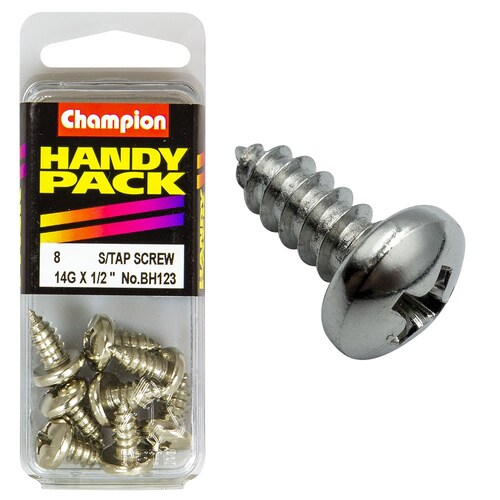 Champion Fasteners Pack of 4 14G X 13Mm Philips Pan Head Nickel Plated Self Tapping Screws BH123