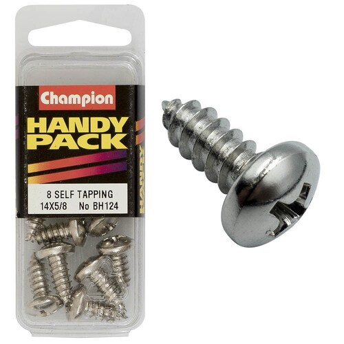 Champion Fasteners Pack of 4 14G X 16Mm Philips Pan Head Nickel Plated Self Tapping Screws BH124