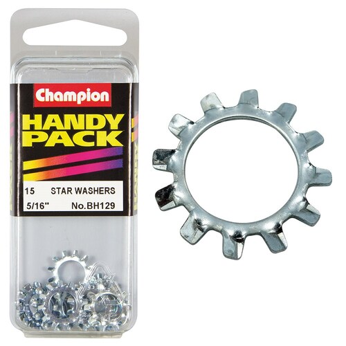 Champion Fasteners Pack Of 15 Zinc Plated External Star Shakeproof Washers 5/16" BH129