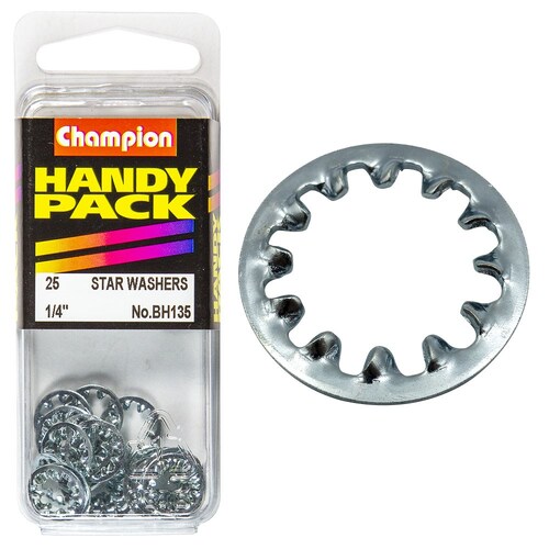 Champion Fasteners Pack Of 25 1/4" Internal Star Shakeproof Washers BH135
