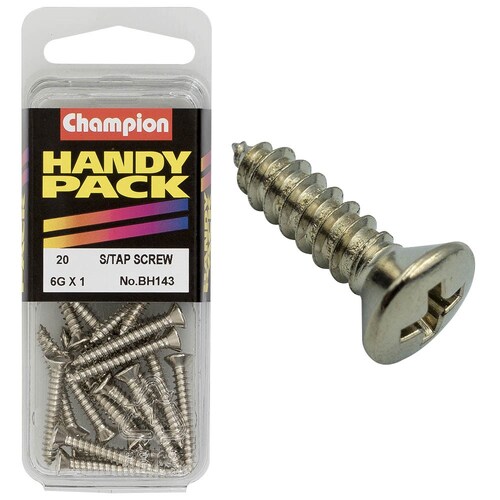 Champion Fasteners Pack Of 20 6G X 25Mm Philips Raised Head Self Tapping Screws BH143