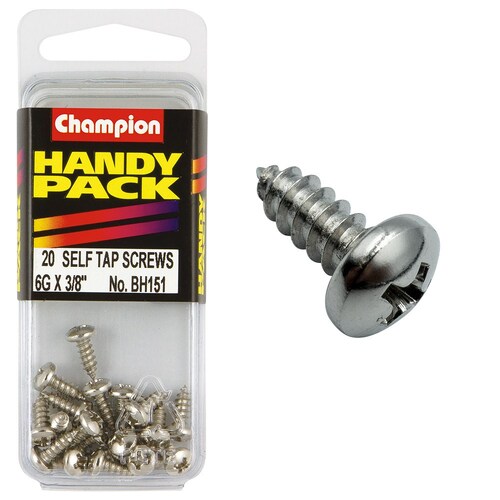 Champion Fasteners Pack Of 20 6G X 9.5Mm Raised Head Self Tapping Screws - Nickel Plated 20PK BH151