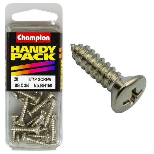 Champion Fasteners Pack Of 20 8G X 19Mm Philips Raised Head, Nickel Plated Self Tapping Screws 20PK BH156