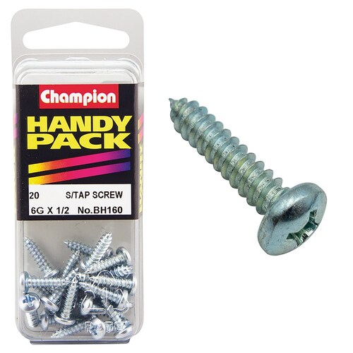 Champion Fasteners Pack Of 20 6G X 13Mm Philips Pan Head Self Tapping Screws - Zinc Plated 20PK BH160