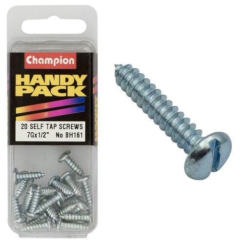 Champion Fasteners Pack Of 20 Slotted Pan Head Self Tapping Screws - 20Pk 3.9mm x 13mm BH161