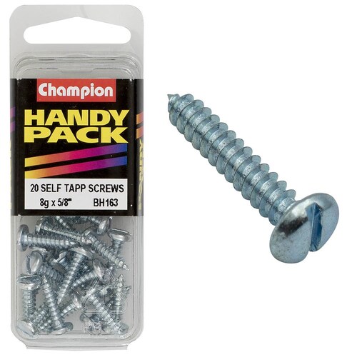 Champion Fasteners Pack Of 20 Slotted Pan Head Self Tapping Screws - 8G X 16Mm, Zinc Plated 20PK BH163