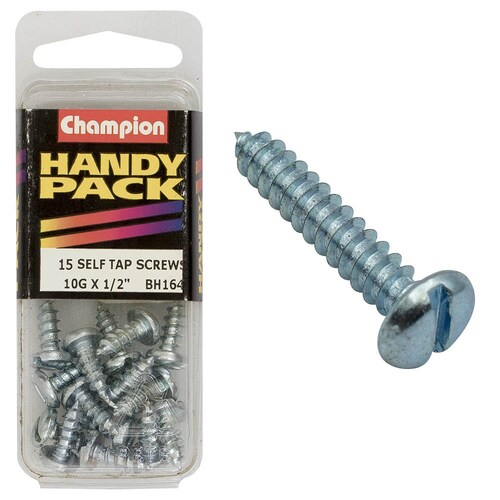 Champion Fasteners Pack Of 15 10G X 13Mm Philips Slotted Combo Pan Head Self Tapping Screws - Zinc Plated 15PK BH164