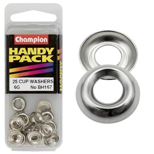 Champion Fasteners Pack Of 25 Nickel Plated Steel Cup Type Washers 25PK 6G/3.5mm BH167