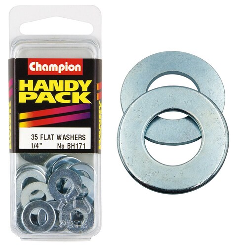 Champion Fasteners Pack Of 35 Zinc Plated Steel Flat Washers - 35Pk 1/4" x 9/16" x 18G BH171