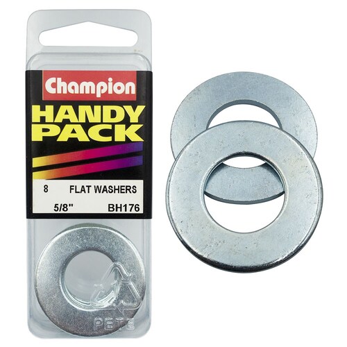 Champion Fasteners Pack Of 8 Zinc Plated Steel Flat Washers - 8Pk 5/8" x 1-1/4" x 15G BH176