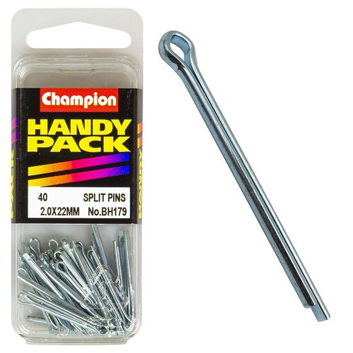 Champion Fasteners Pack Of 40 Zinc Plated Steel Split Pins - 2.0 X 22Mm 40PK BH179