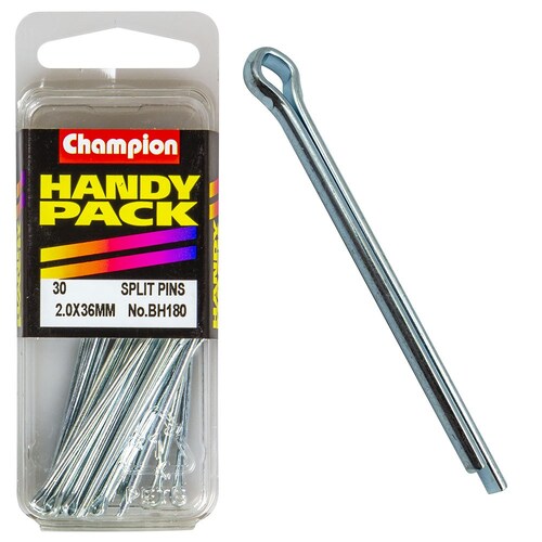 Champion Fasteners Pack Of 30 2.0 X 36Mm Zinc Plated Steel Split Pins 30PK BH180