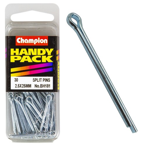 Champion Fasteners Pack Of 30 Zinc Plated Steel Split Pins - 2.5 X 25Mm 30PK BH181