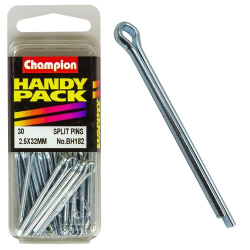 Champion Fasteners Pack Of 30 Zinc Plated Steel Split Pins - 2.5 X 32Mm 30PK BH182