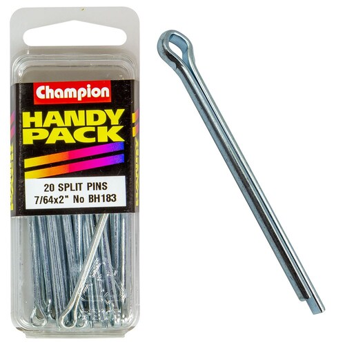 Champion Fasteners Pack Of 20 Zinc Plated Steel Split Pins - 7/64" X 2" 20PK BH183