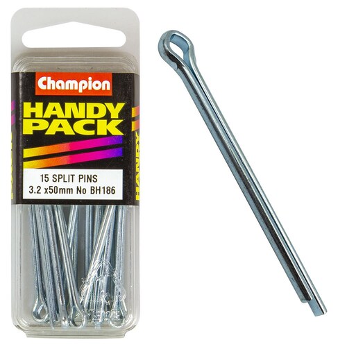 Champion Fasteners Pack Of 15 Zinc Plated Steel Split Pins - 15Pk 3.2 x 50mm BH186