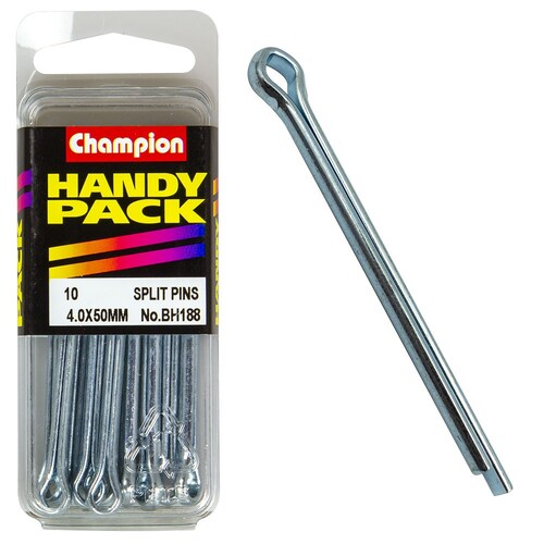 Champion Fasteners Pack Of 10 4.0 X 50Mm Zinc Plated Steel Split Pins 10PK BH188