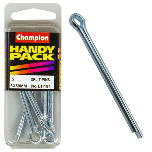 Champion Fasteners Pack Of 5 Zinc Plated Steel Split Pins - 5.0 X 50Mm 5PK BH194