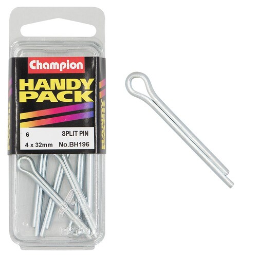 Champion Fasteners Pack Of 6 4.0 X 32Mm Zinc Plated Steel Split Pins 6PK BH196