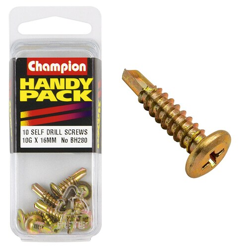 Champion Fasteners Pack Of 10 10G X 16Mm Philips Wafer Head Self Drilling Screws - 10Pk BH280