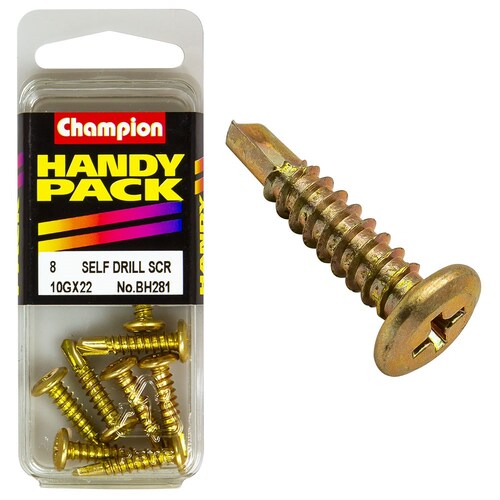Champion Fasteners Pack Of 8 10G X 16Mm X 22Mm Philips Wafer Head Self Drilling Screws - 8Pk 10G x 16mm x 22mm BH281